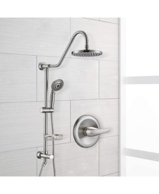 Brushed Nickel Bathroom Shower Head and Handheld Showerhead Combo Shower System, 8 inch Top Shower and 5 Jets Handheld Shower