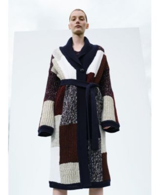 Women's Vivienne Colour Block Wool Midi Robe Cardigan