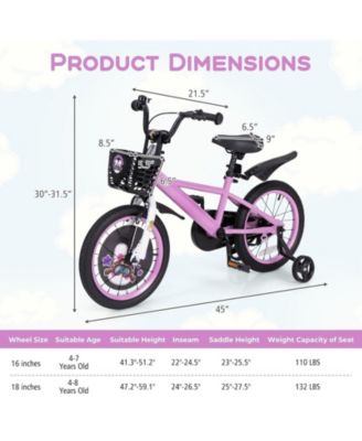 16 Inch Kids Sport Bike for Ages 4–8 with Adjustable Handlebar and Saddle