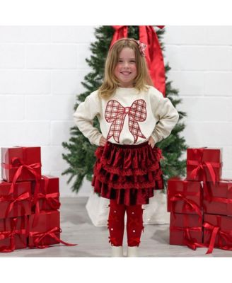 Girls Christmas Plaid Layered Bow Headband