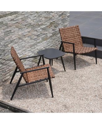 All-Aluminum Detachable Wide Wicker Frog Chair Set - 3 Pieces