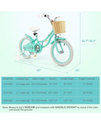 16 Inch Kids Bike with Training Wheels and Adjustable Handlebar and Seat, Green