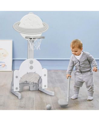 3-in-1 Adjustable Kids Basketball Hoop Set with Balls for Indoor Outdoor Play