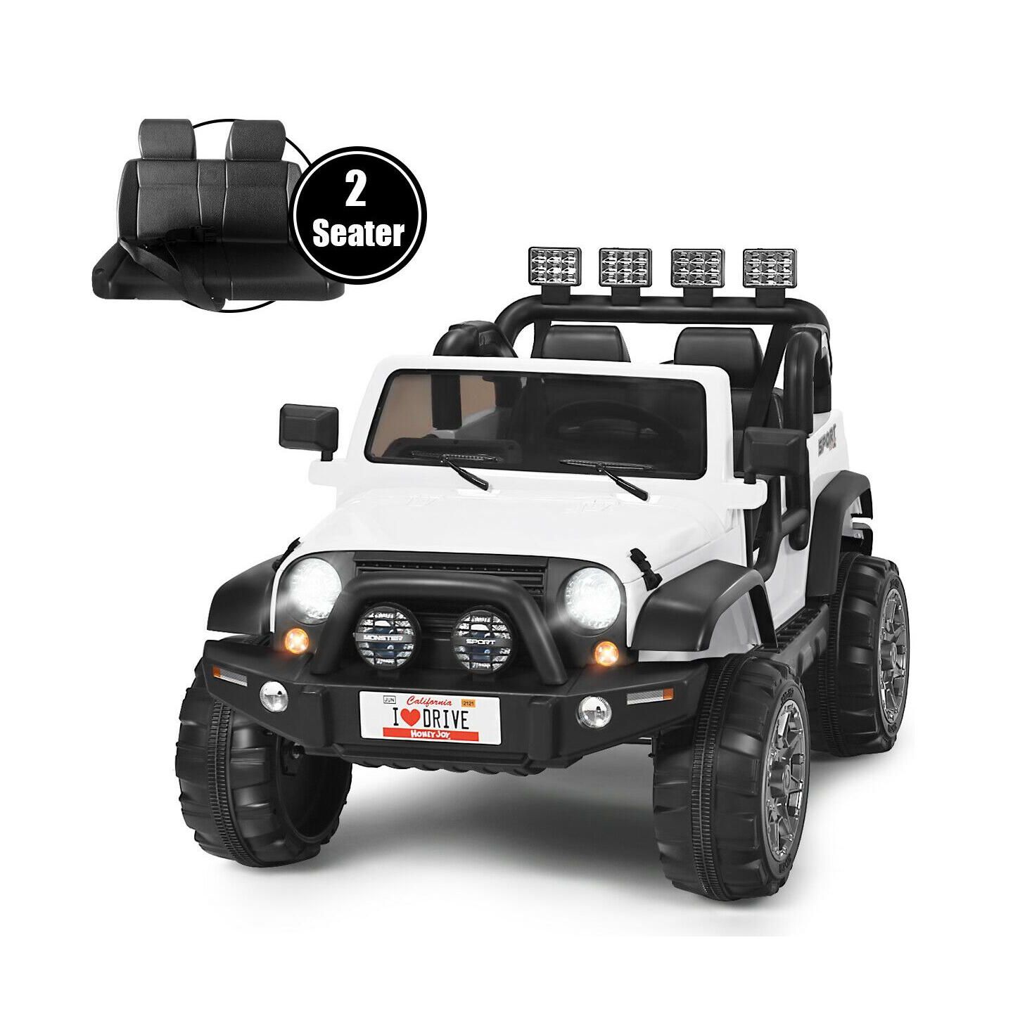 Детская игрушка HONGGE 12V Two-Seater Remote Control Ride-On Truck with LED Headlights, For 2 Players, Ages 3-7, цвет: Белый — фото 1