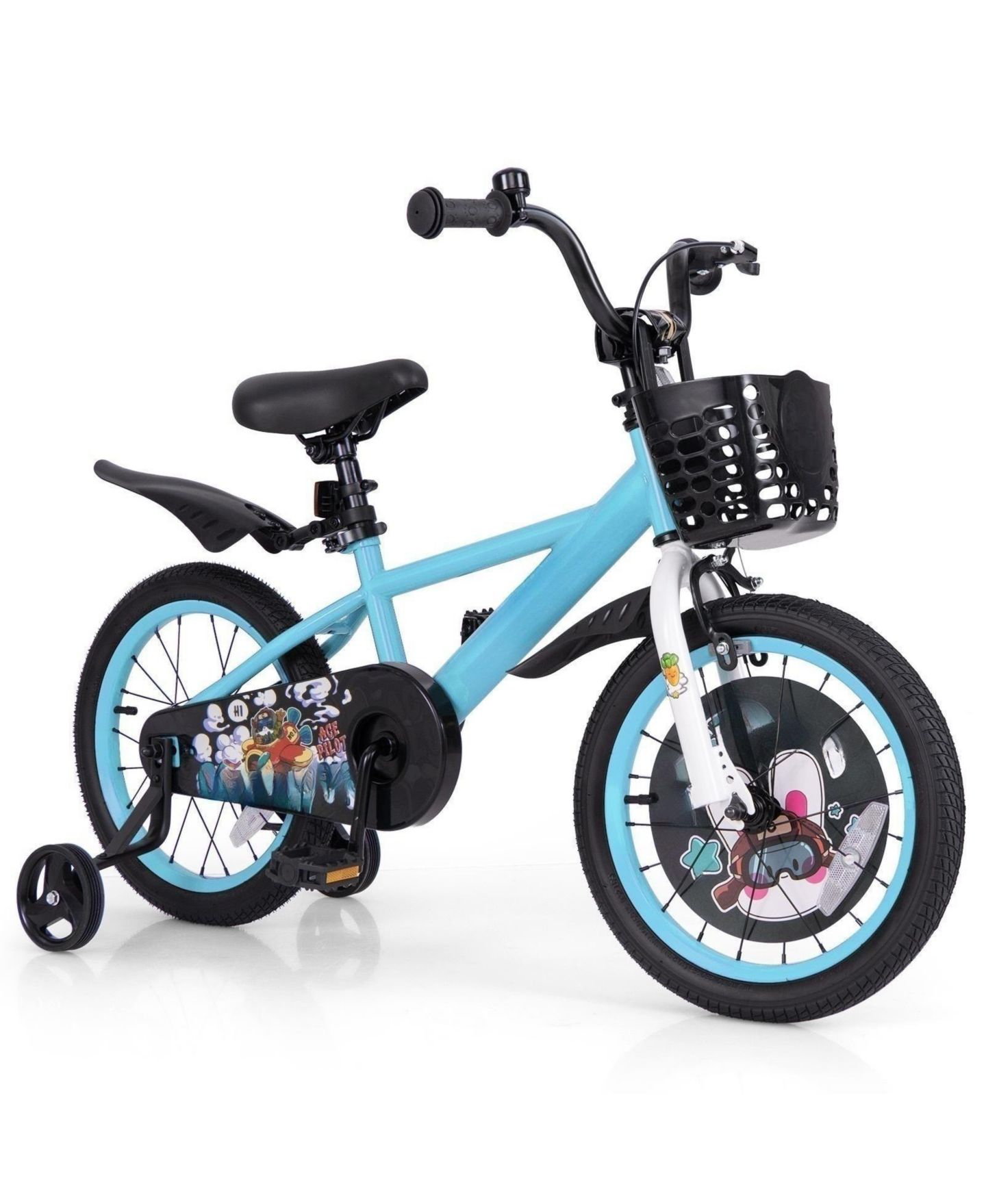 Детская игрушка HONGGE 16 Inch Kids Bike with Training Wheels, Adjustable Handlebar and Saddle, Ages 4–8, цвет: Синий — фото 1