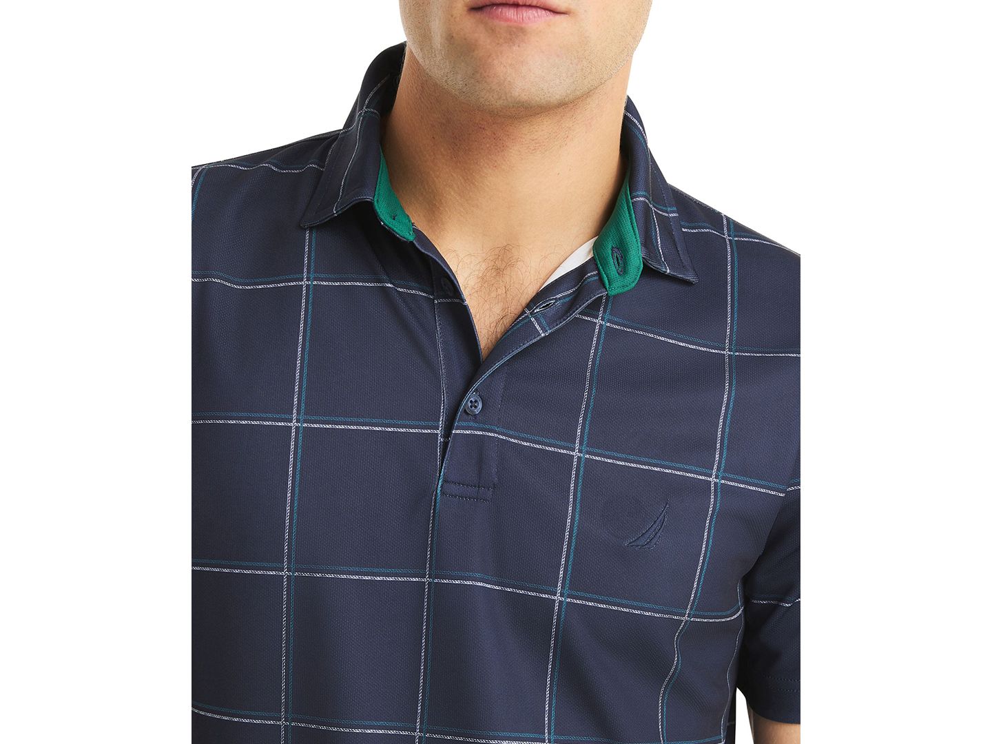 Мужское поло Nautica Short Sleeve Windowpane Golf Polo Shirt, цвет: Тёмно-синий — фото 2