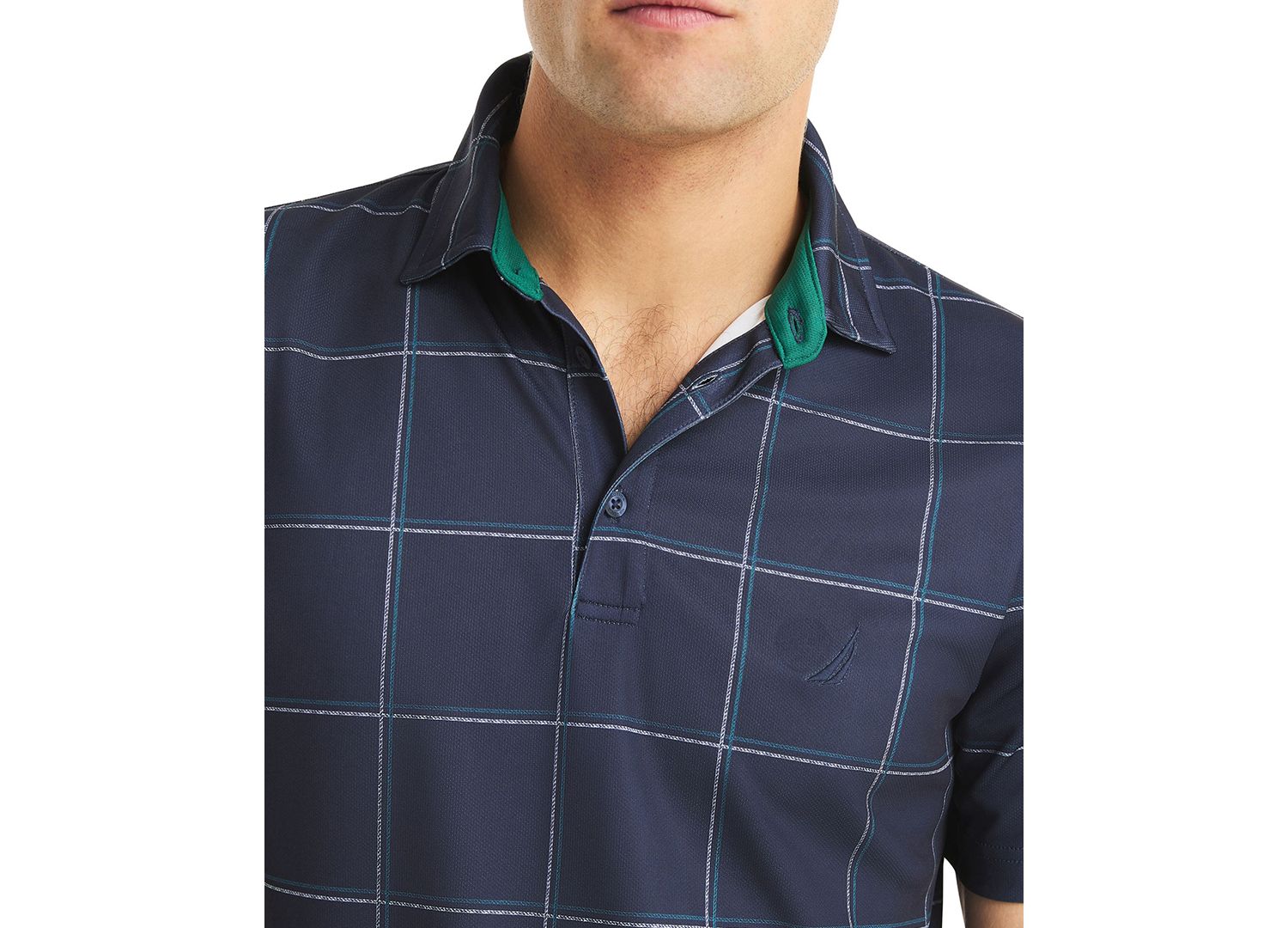 Men's Short Sleeve Windowpane Golf Polo Shirt