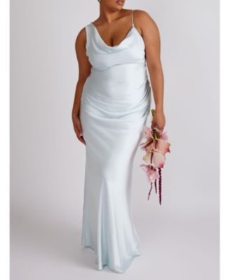 Cowl Front Asymmetric Bridesmaid Dress