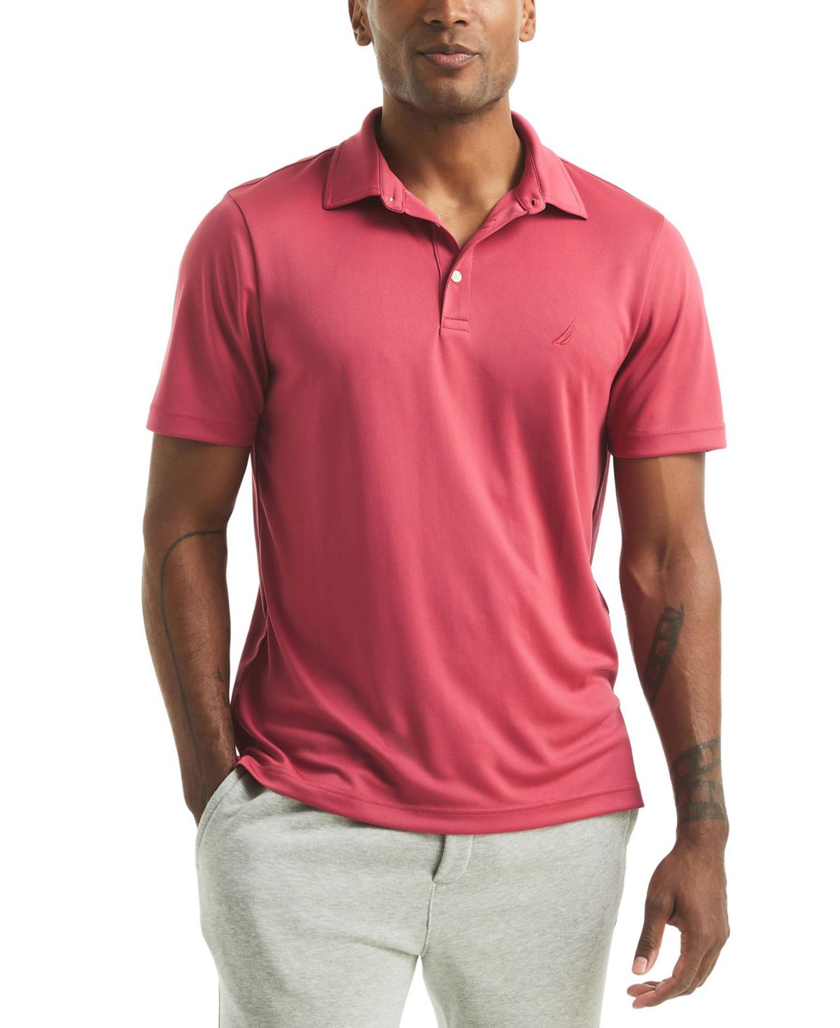 Мужская рубашка поло с коротким рукавом и воротником-стойкой