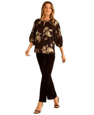 Women's Velvet Straight-Leg Pull-On Pants