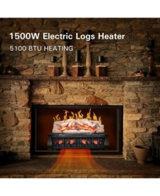 21 Inches Electric Fireplace Insert Log Heater with 5 Flame Brightness and 5 Flicker Speed, 750w/1500w