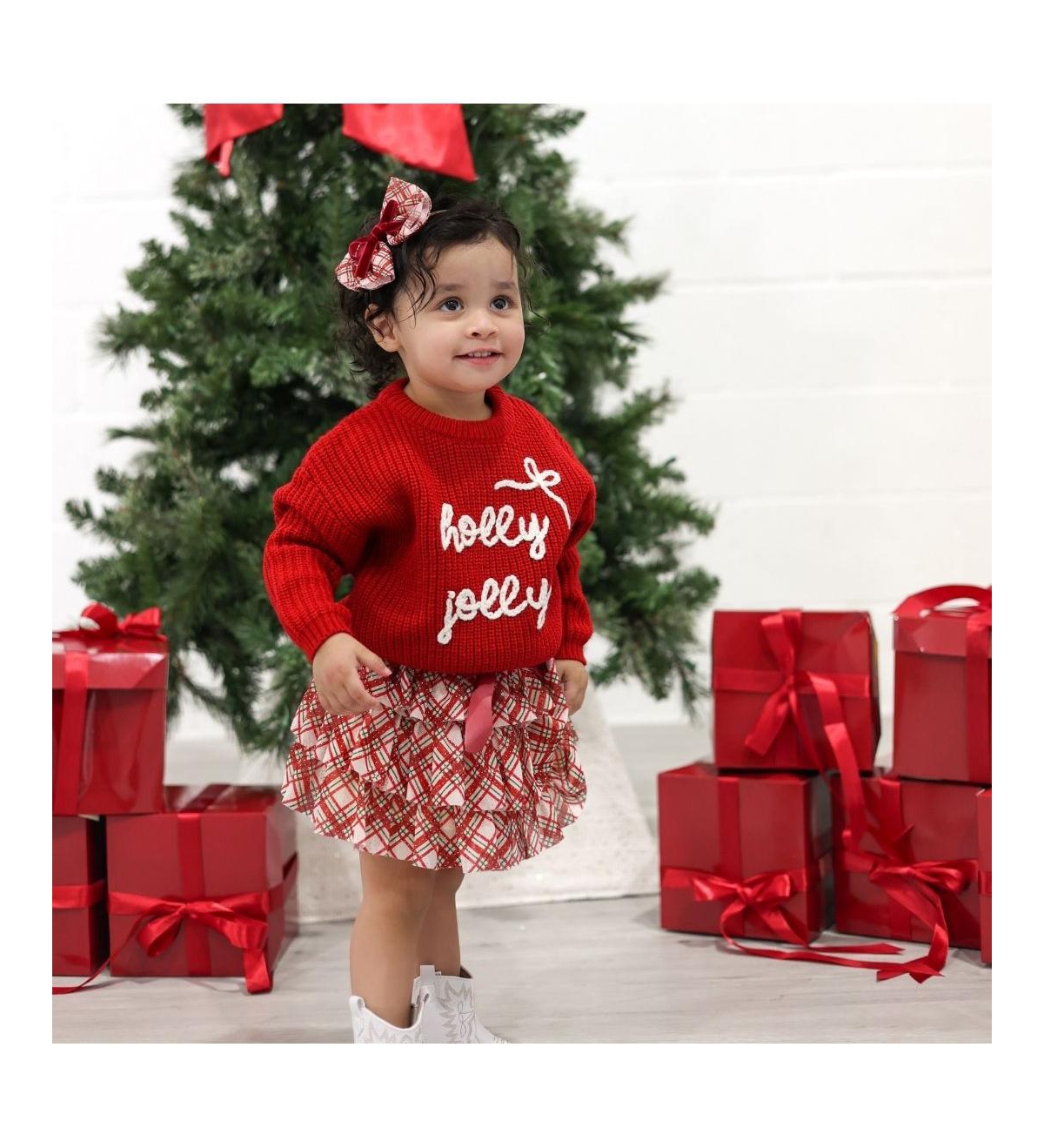 Sweet Wink Baby Girls Holly Jolly Bow Christmas Knit Sweater