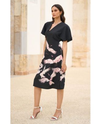 Women's Crane Print Kimono Dress