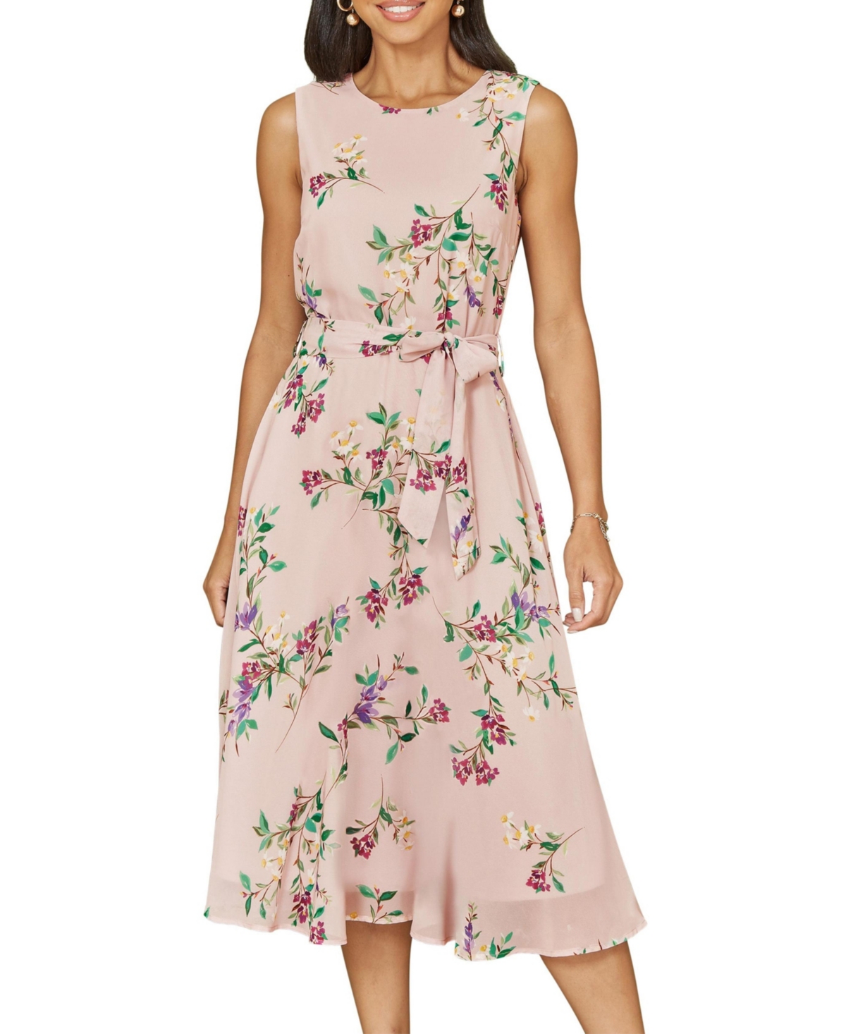 Yumi Women's Floral Print Midi Skater Dress