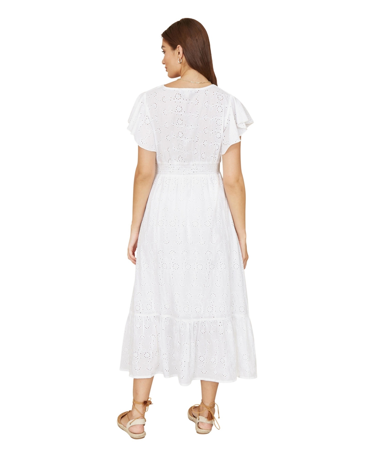 Yumi Women's Cotton Broderie Anglaise Wrap Midi Dress