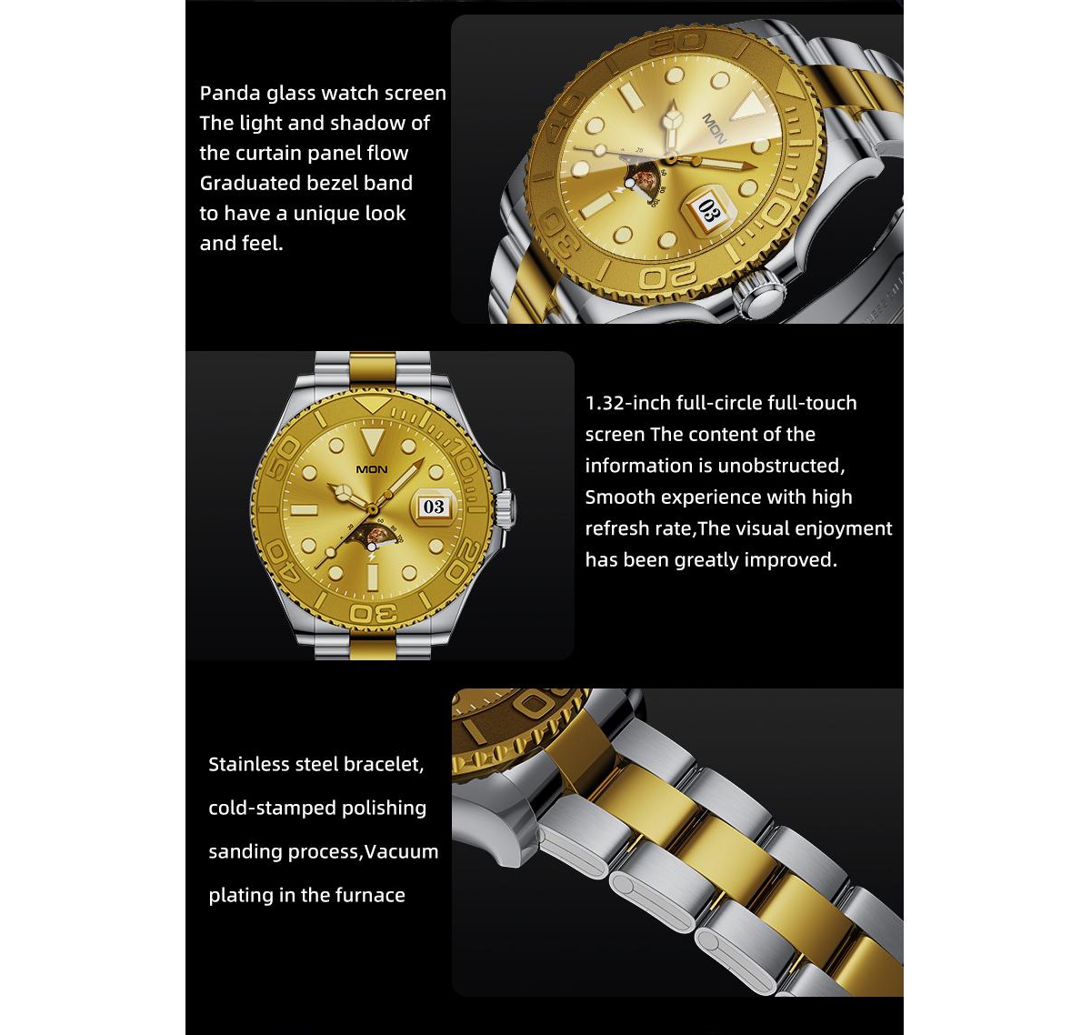 Ruxing Smart 1.32" Hd Smart Watch Multi-function With Bluetooth Calling Health Monitoring, IP67 for Women Men