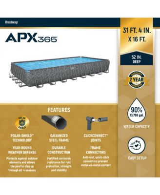APX 365 31'4" x 16' x 52" Rectangular Above Ground Swimming Pool Set