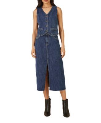 Women's Button Up Denim Stretch Waistcoat