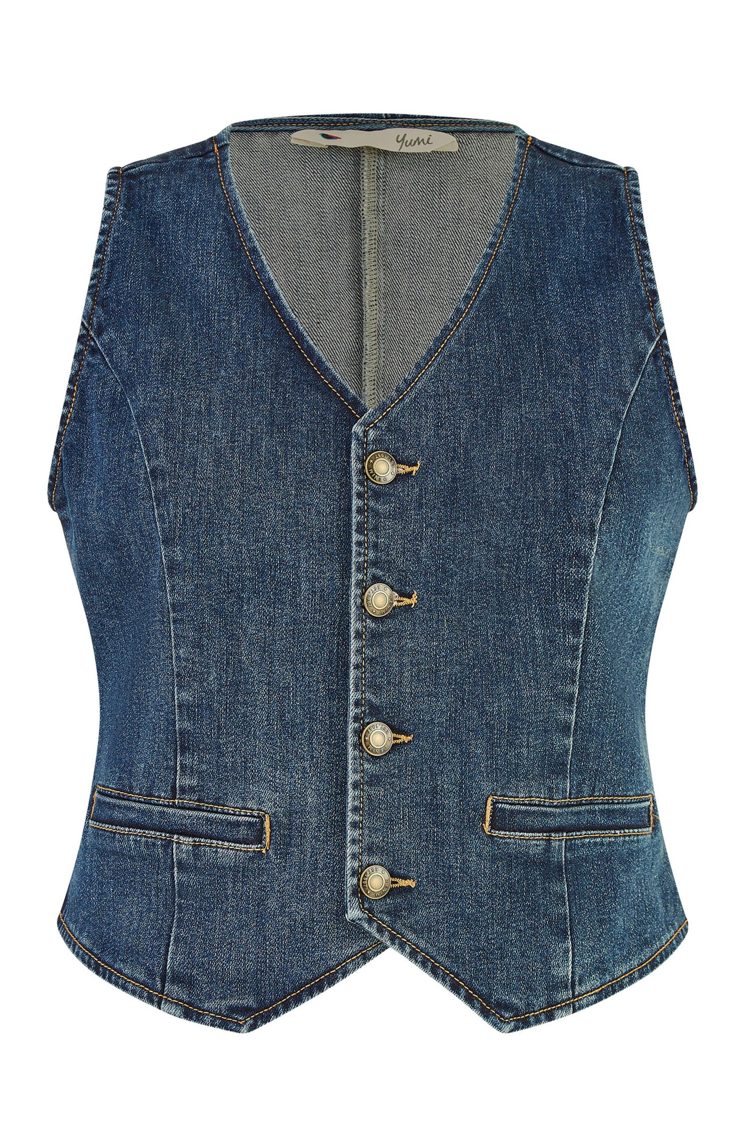 Women's Button Up Denim Stretch Waistcoat