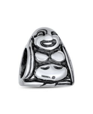Set of 2 Live Laugh Love Mantra & Asian Laughing Buddha Charm Bead Sterling Silver