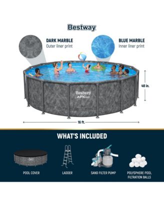 APX 365 16' x 48" Round Above Ground Swimming Pool Set w/ Pump & Ladder