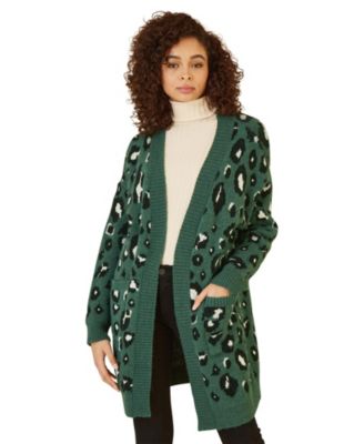 Women's Animal Intarsia Knit Long Cardigan