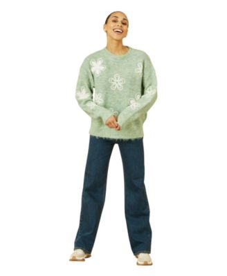 Women's Crochet Flower Knit Sweater