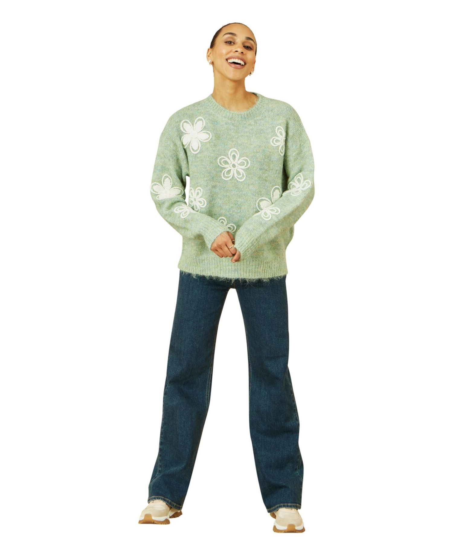 Women's Crochet Flower Knit Sweater