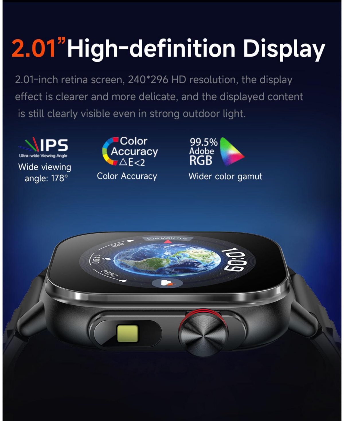 Ruxing Smart 2.01" Hd Screen Watch for Women Men Outdoor Sport Multifunctional With Gps Health Monitoring, Bluetooth Calling, IP68