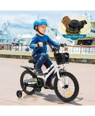 16 Inch Kids Bike with Removable Training Wheels and Adjustable Seat, Black/White
