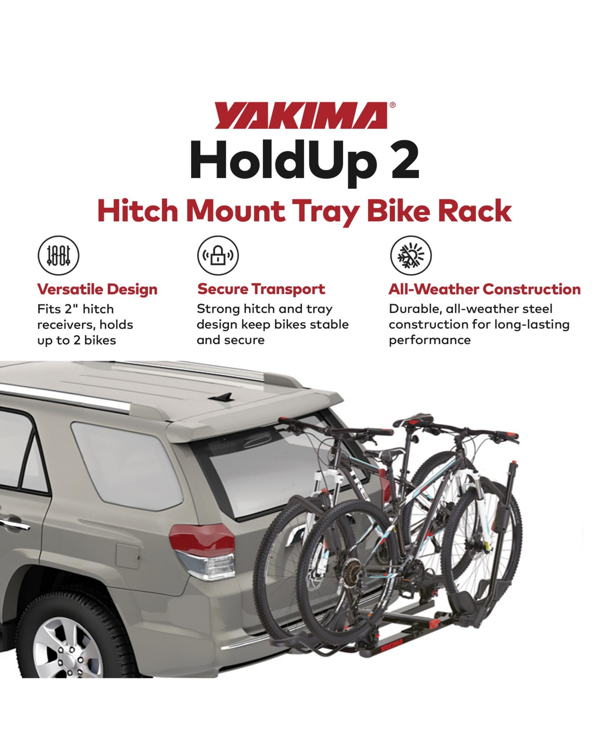 Yakima HoldUp 2 Bike Capacity 2" Hitch Bicycle Bike Rack with Sks Locks, Black