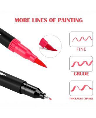 24 Colors Double Ended Art Marker Pens Set, Suitable For Artist Fine & Brush Coloring Markers, Students Back To School Kit Gifts