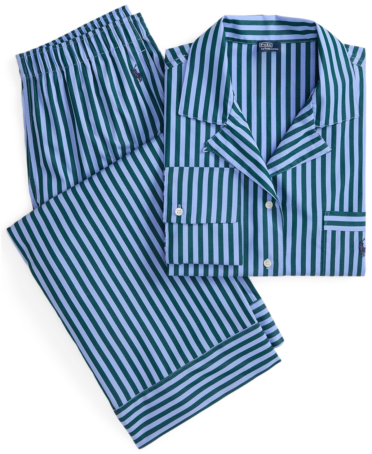 Polo Ralph Lauren Women's 2-piece Buttoned Shirt And Pants Pajama Set In Blue