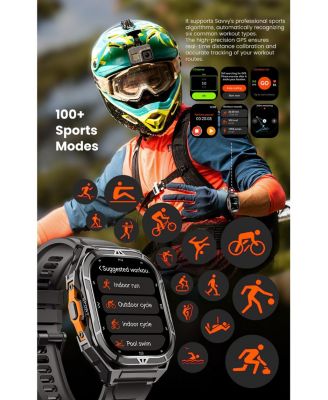 1.96" AMOLED Smart Watch for Women Men Outdoor Sport Multifunctional With Bluetooth Calling,Intelligent Reminder 5 ATM -Black