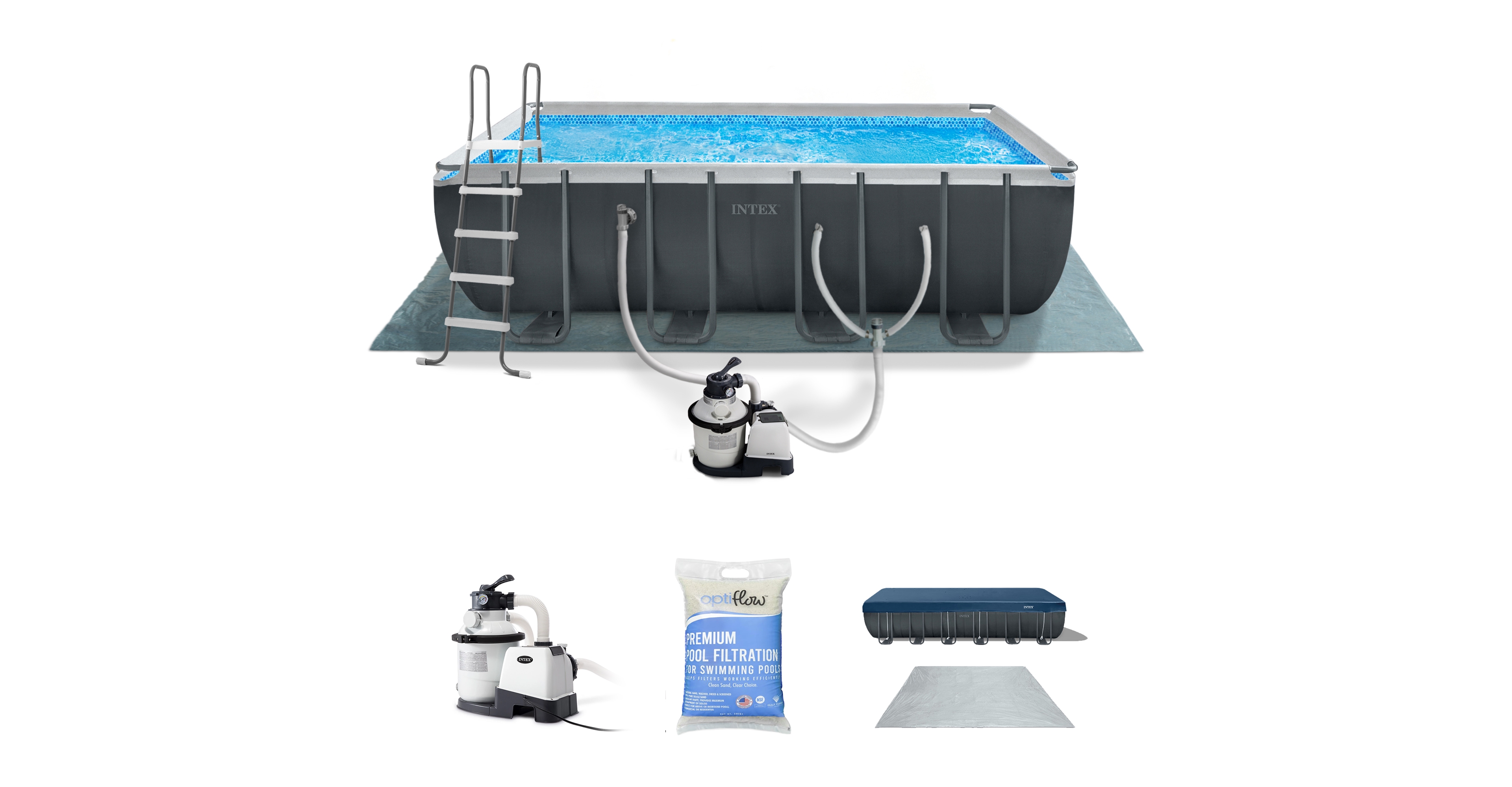 Intex Ultra Xtr 18' x 9' x 52" Above Ground Pool & OptiFlow Premium Filter Sand