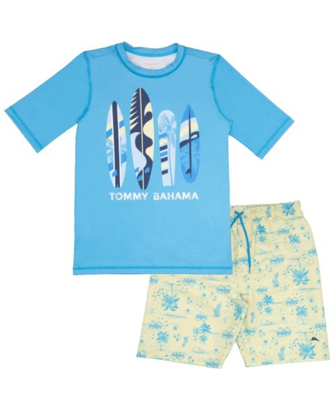Купальники Tommy Bahama Boys Rash Guard and Swim Trunks 2-Piece Swimsuit Set