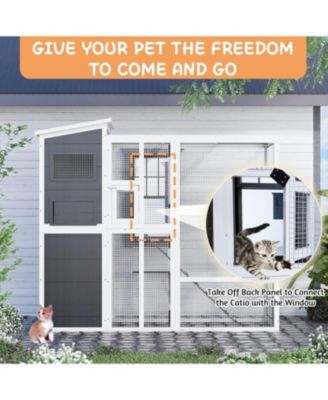 Large 4 Tiers Catio Outdoor Cat Enclosure with Weatherproof Roof