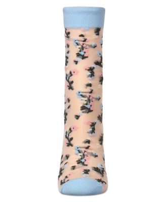 Women's Flowing Floral Sheer Crew Socks