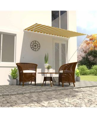 Awning Yellow and White Steel frame 98.4 x 59.1 in Retractable