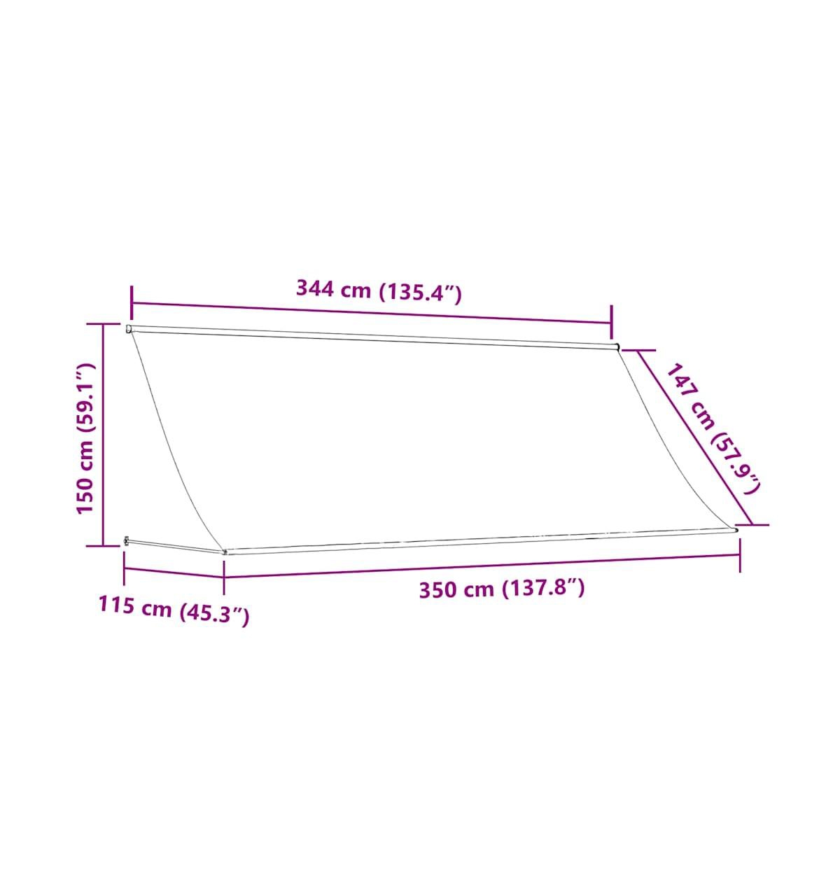 Awning Anthracite Steel frame, 100% polyester fabric with Pa coating