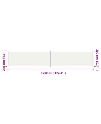 Side Awning Cream Polyester, Steel, Aluminum Large Retractable