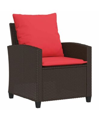 4 Piece Patio Sofa Set with Cushions Brown Poly Rattan