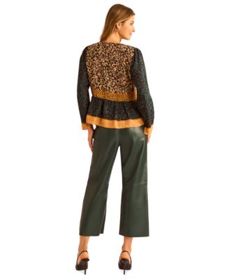 Women's Crewneck Button-Down Top