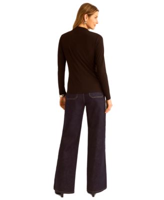 Women's Long-Sleeve Faux-Wrap Top