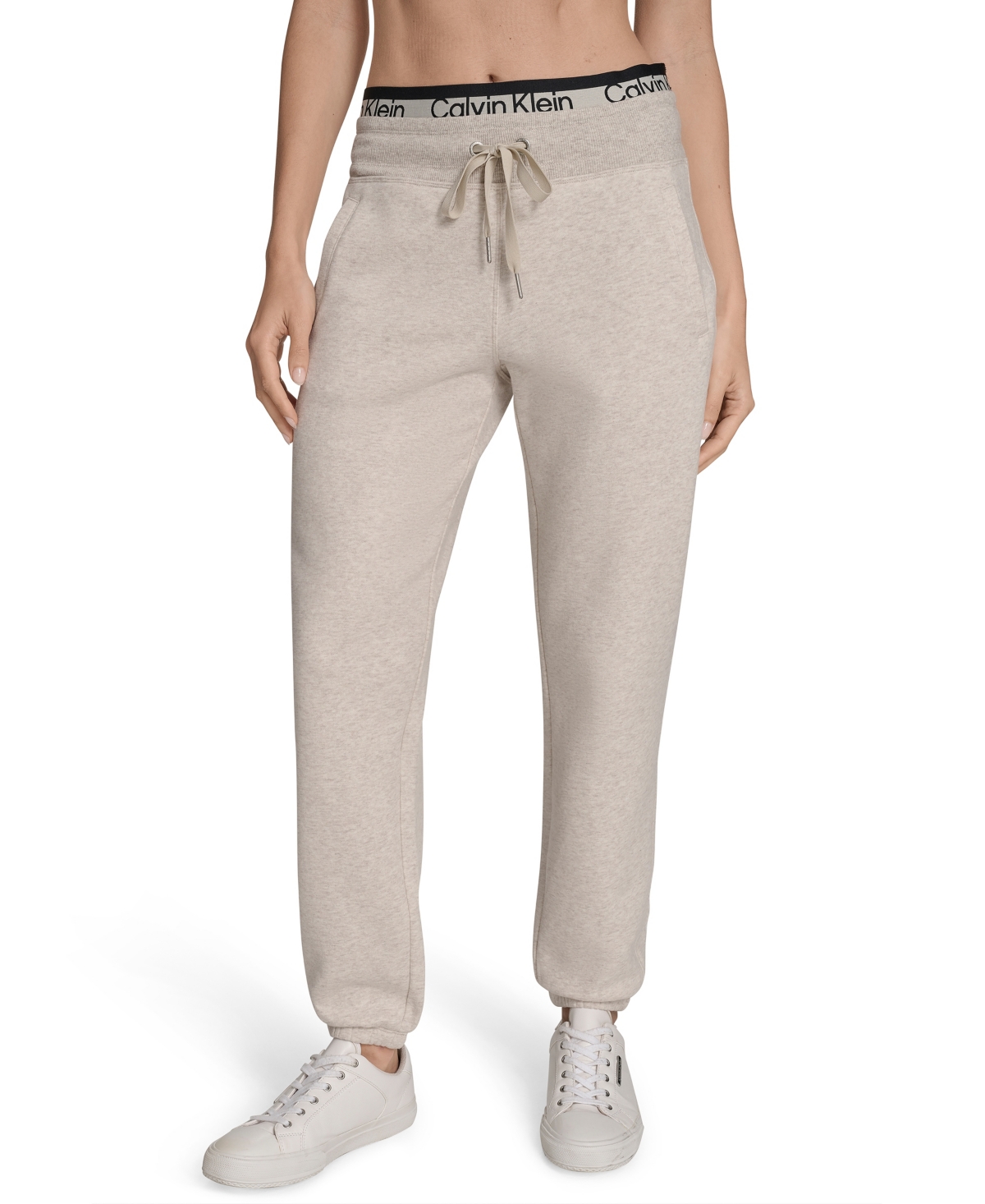 Calvin Klein Women's Performance Logo Stripe Jogger Sweatpants In Neutral