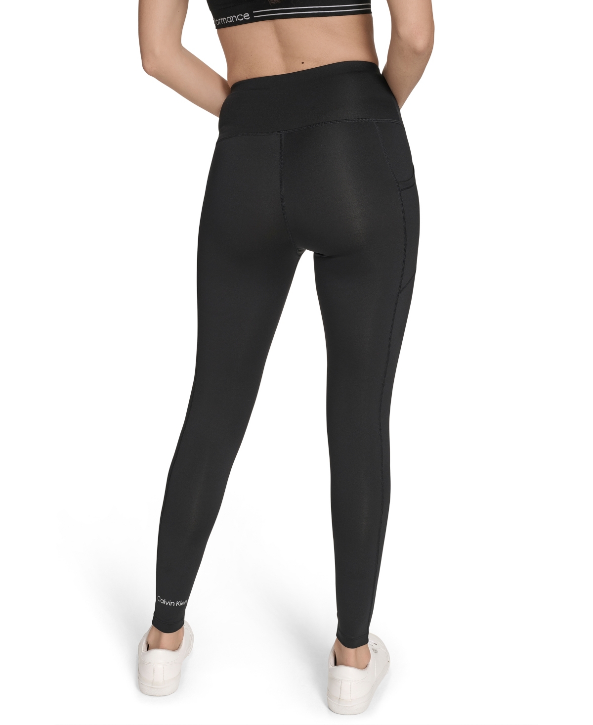 Calvin Klein Women's Performance High Waist Side Pocket Tights In Black