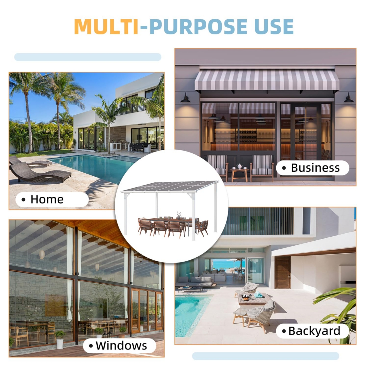 Aecojoy 12'x8' Wall Mounted Gazebos Pergola