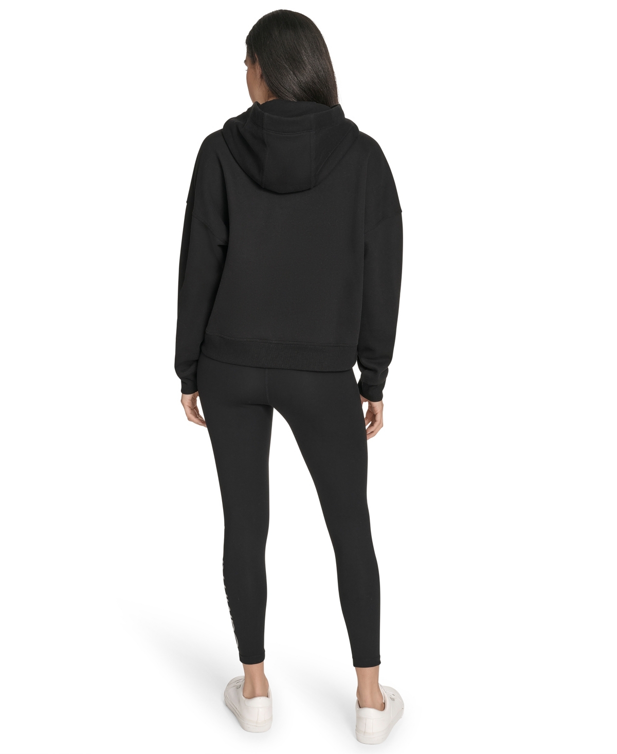 Calvin Klein Women's Performance Metallic Outline Logo Fleece Hoodie In Black