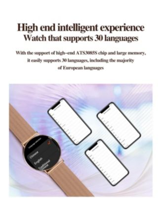 RUXING Women's Smart Watch 1.32" Full Touch Screen Bluetooth Call Silver Strap Round Dial