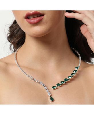Women's Green Teardrop Bling Necklace